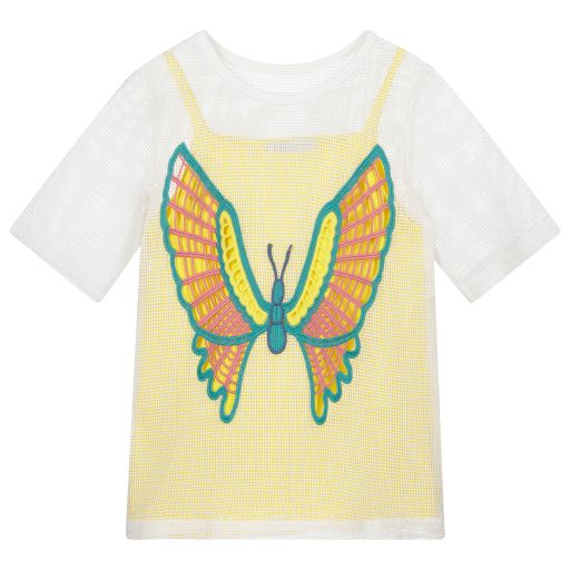 Stella McCartney Kids-Gelbes Kleid-Set mit Schmetterling | Childrensalon Outlet