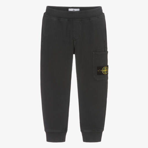 Stone Island Junior-جوغرز قطن لون رمادي داكن للأولاد | Childrensalon Outlet