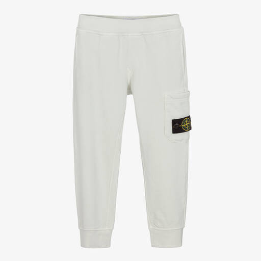 Stone Island Junior-Hellgraue Baumwoll-Jogginghose | Childrensalon Outlet