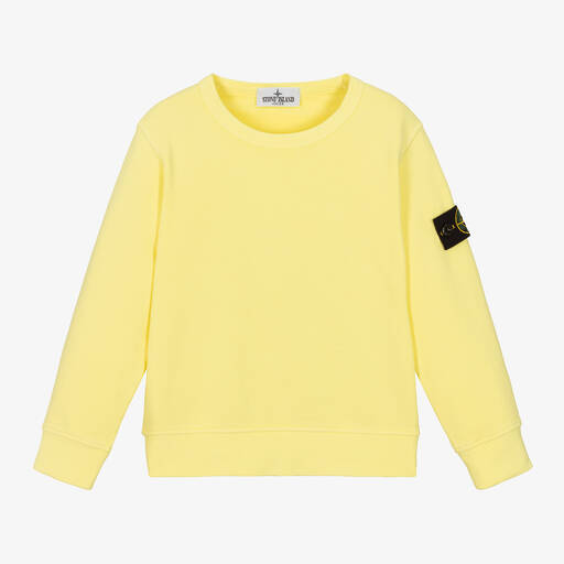 Stone Island Junior-Sweat jaune en coton garçon | Childrensalon Outlet