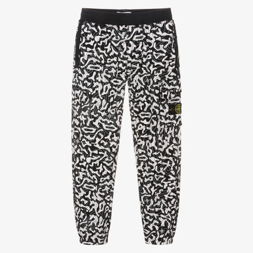 Stone Island Junior-Teen Boys Black & White Joggers | Childrensalon Outlet