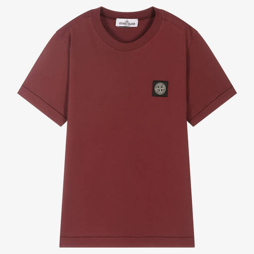 Stone Island Junior-Teen Boys Dark Red T-Shirt | Childrensalon Outlet