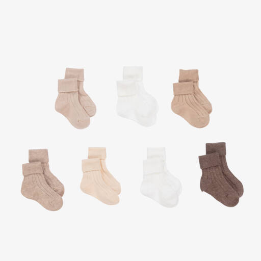Story Loris-Girls Beige Cotton Sock Set | Childrensalon Outlet