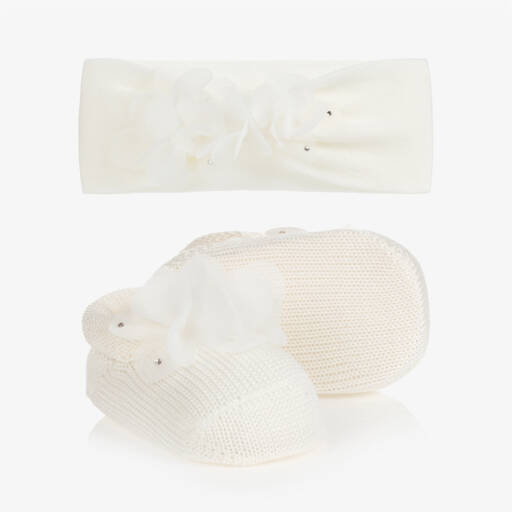 Story Loris-Girls Ivory Floral Headband Set | Childrensalon Outlet
