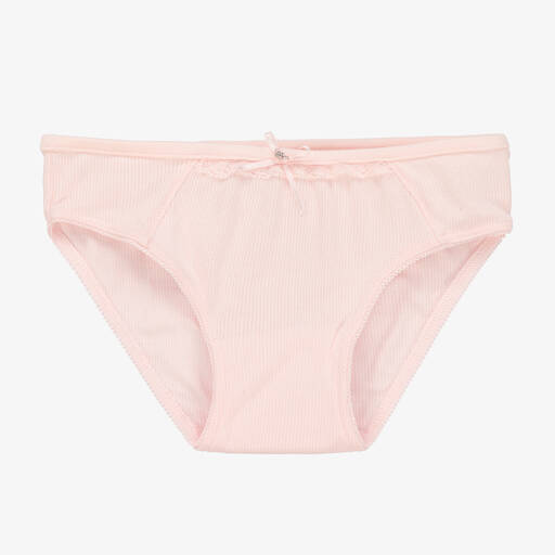 Story Loris-Girls Pink Modal & Lace Knickers | Childrensalon Outlet