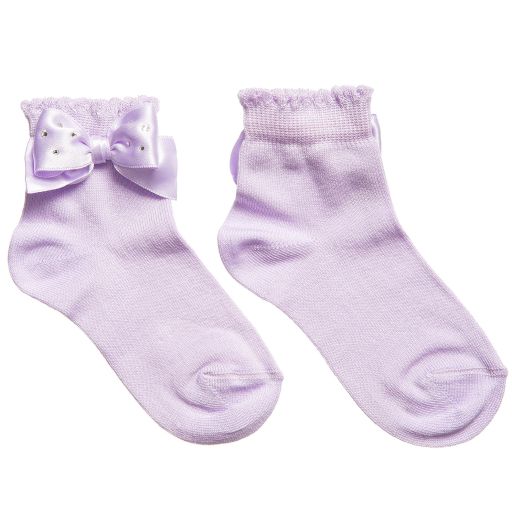 Story Loris-Girls Purple Socks with Diamanté Bow | Childrensalon Outlet