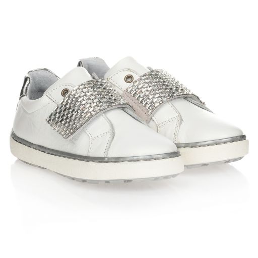 Stuart Weitzman-Girls White Leather Trainers | Childrensalon Outlet