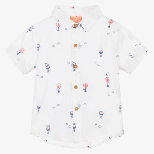 Sunuva-Baby Boys White Snoopy Print Cotton Shirt | Childrensalon Outlet