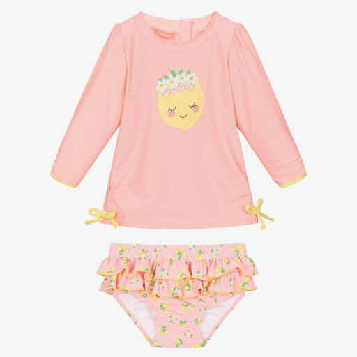 Sunuva-Baby Girls Pink & Yellow Lemon Tankini | Childrensalon Outlet