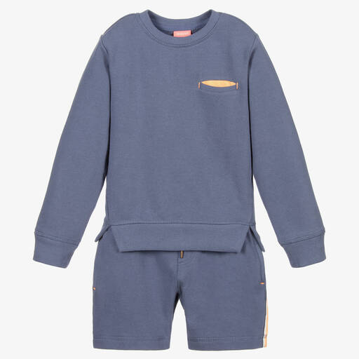Sunuva-Boys Blue Cotton Shorts Set | Childrensalon Outlet