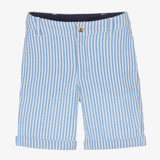 Sunuva-Boys Blue Stripe Cotton Shorts | Childrensalon Outlet