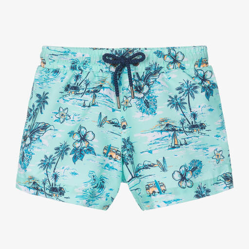 Sunuva-Boys Blue Tropical-Print Swim Shorts | Childrensalon Outlet