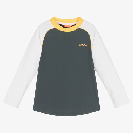 Sunuva-Boys Grey & White Swim Top (UPF 50+) | Childrensalon Outlet