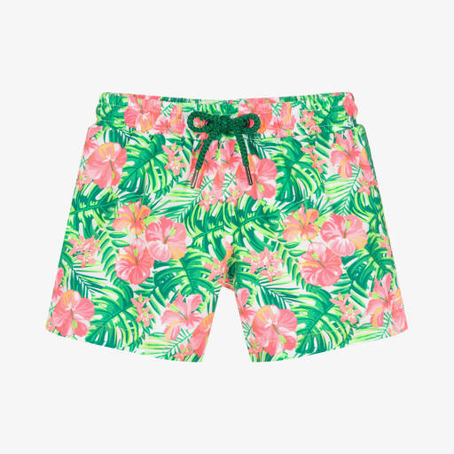 Sunuva-Boys Pink & Green Floral Swim Shorts | Childrensalon Outlet