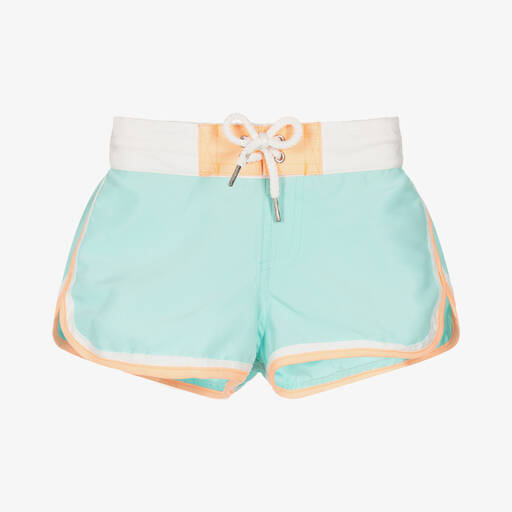 Sunuva-Girls Blue & Orange Swim Shorts (UPF 50+) | Childrensalon Outlet
