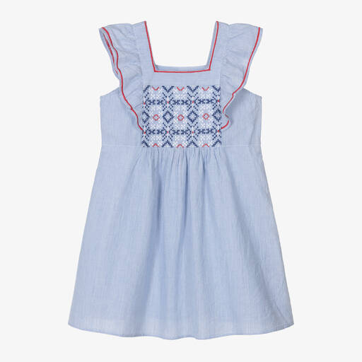 Sunuva-Girls Blue Stripe Cotton Dress | Childrensalon Outlet