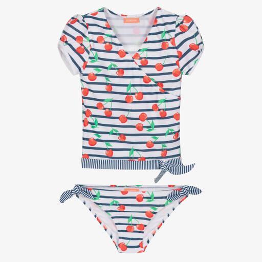 Sunuva-Girls Blue Striped Cherry Tankini (UPF 50+) | Childrensalon Outlet