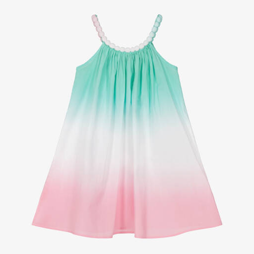 Sunuva-Розово-голубое платье из хлопка с эффектом омбре для девочек | Childrensalon Outlet