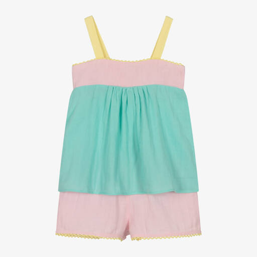 Sunuva-Girls Pink & Green Colourblock Set | Childrensalon Outlet