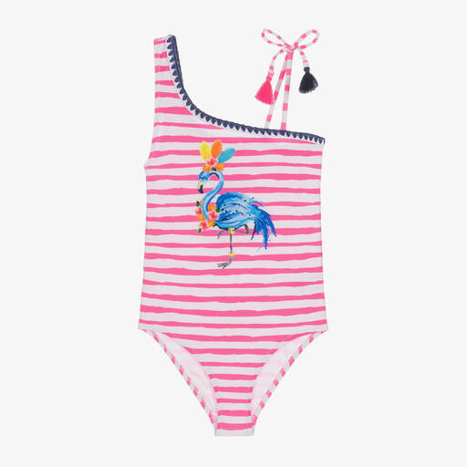 Sunuva-Girls Pink Stripe Flamingo Swimsuit | Childrensalon Outlet