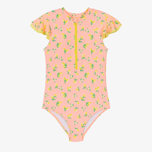 Sunuva-Girls Pink & Yellow Lemon Swimsuit | Childrensalon Outlet