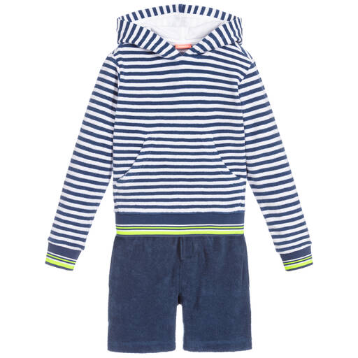 Sunuva-Navy Blue Towelling Shorts Set | Childrensalon Outlet