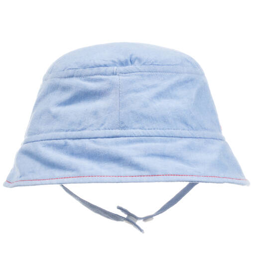 Sunuva-Pale Blue Cotton Baby Sun Hat | Childrensalon Outlet