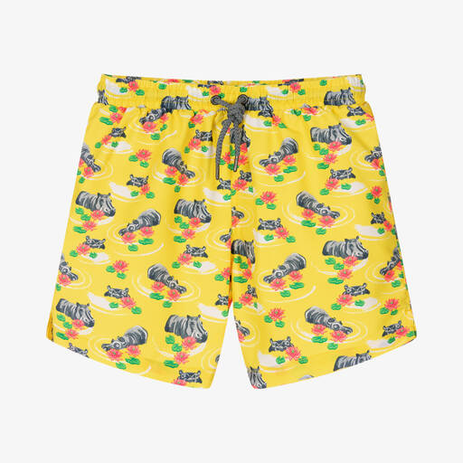 Sunuva-Teen Boys Yellow Hippo Swim Shorts | Childrensalon Outlet