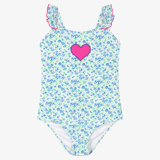 Sunuva-Голубой купальник в цветочек с сердцем | Childrensalon Outlet