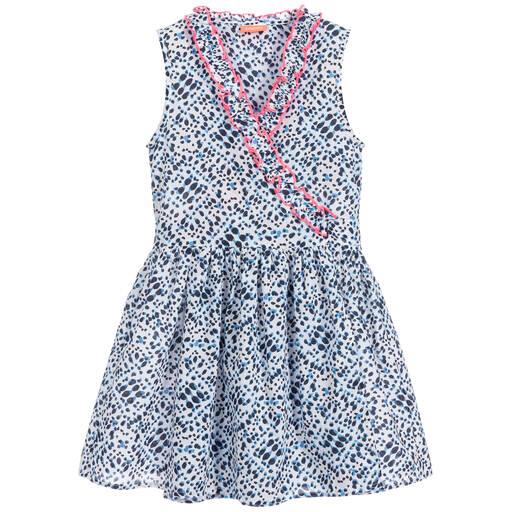 Sunuva-White & Blue Cotton Dress | Childrensalon Outlet