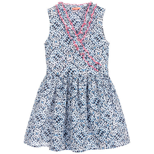 Sunuva-فستان قطن لون أبيض وأزرق | Childrensalon Outlet