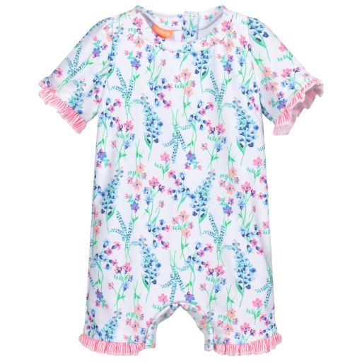 Sunuva-White Floral Sunsuit (UPF50+) | Childrensalon Outlet