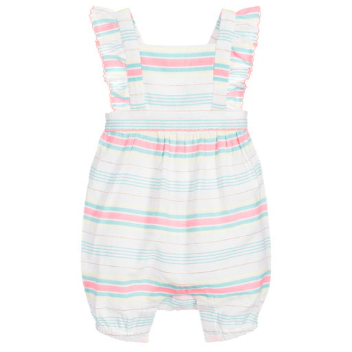 Sunuva-White Striped Cotton Playsuit | Childrensalon Outlet