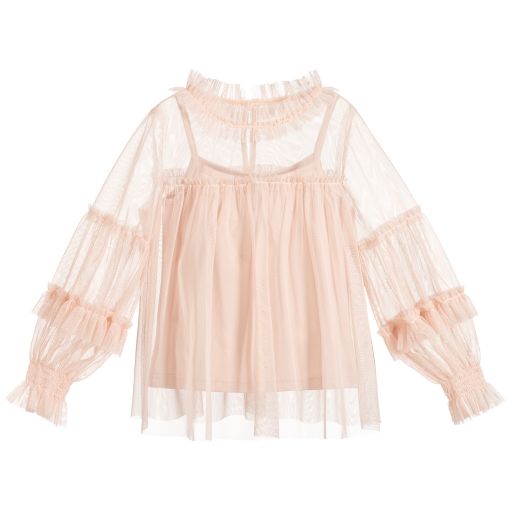 Tamarine-Girls Pink Tulle Blouse | Childrensalon Outlet