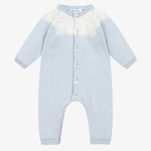 Tartine et Chocolat-Baby Boys Blue Cotton Knitted Romper | Childrensalon Outlet