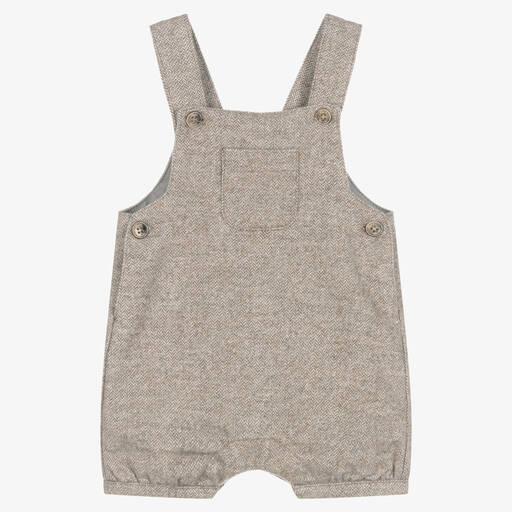 Tartine et Chocolat-Baby Boys Grey Cotton Dungaree Shorts | Childrensalon Outlet