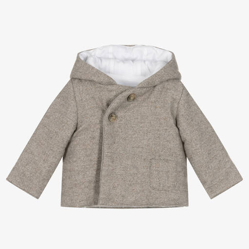 Tartine et Chocolat-Graue Baby-Baumwoll-Kapuzenjacke | Childrensalon Outlet