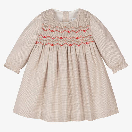 Tartine et Chocolat-Baby Girls Beige Cotton Dress | Childrensalon Outlet