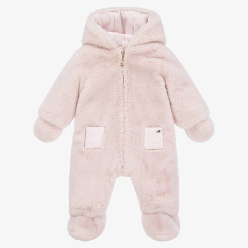 Tartine et Chocolat-Baby Girls Pink Reversible Snowsuit | Childrensalon Outlet