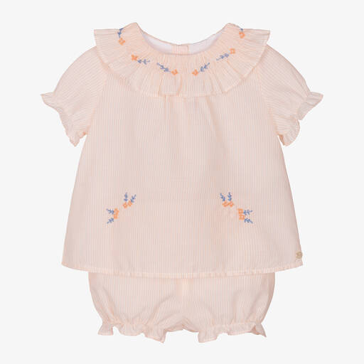 Tartine et Chocolat-Baby Girls Pink Striped Shorts Set | Childrensalon Outlet