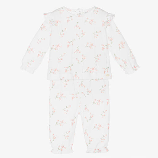 Tartine et Chocolat-Baby Girls White Cotton Trouser Set | Childrensalon Outlet