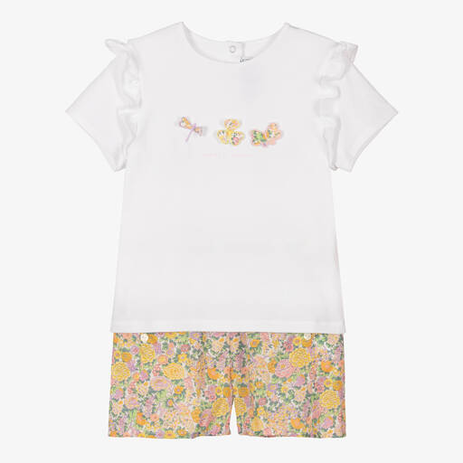 Tartine et Chocolat-Ensemble short coton jaune à fleurs | Childrensalon Outlet