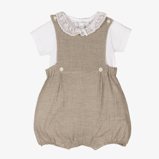 Tartine et Chocolat-Barboteuse salopette beige en coton | Childrensalon Outlet