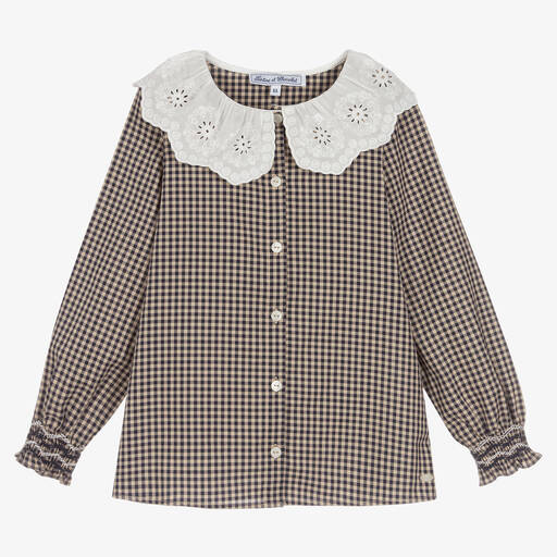 Tartine et Chocolat-Blue & Beige Gingham Blouse | Childrensalon Outlet