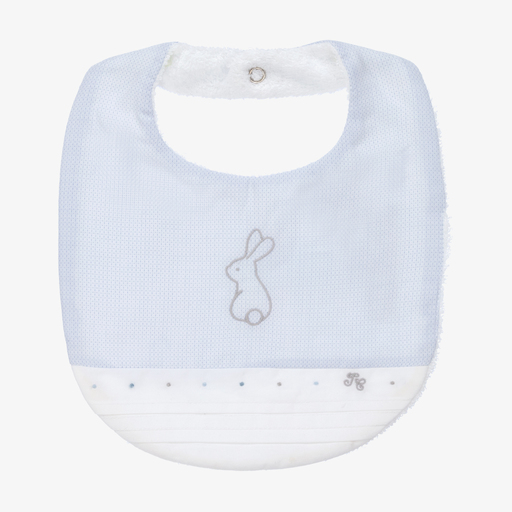 Tartine et Chocolat-Blue Cotton Bunny Bib | Childrensalon Outlet