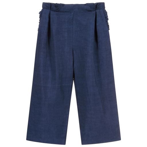 Tartine et Chocolat-Blue Linen Blend Trousers | Childrensalon Outlet