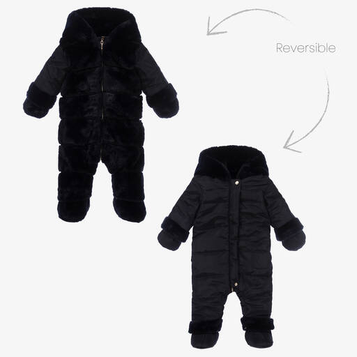 Tartine et Chocolat-Blue Reversible Baby Snowsuit | Childrensalon Outlet