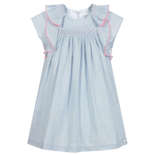 Tartine et Chocolat-Blue Smocked Cotton Dress | Childrensalon Outlet