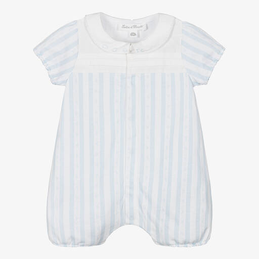 Tartine et Chocolat-Blue & White Striped Cotton Baby Shortie | Childrensalon Outlet