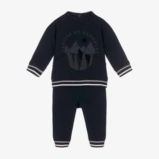 Tartine et Chocolat-Boys Blue Cotton Tracksuit | Childrensalon Outlet